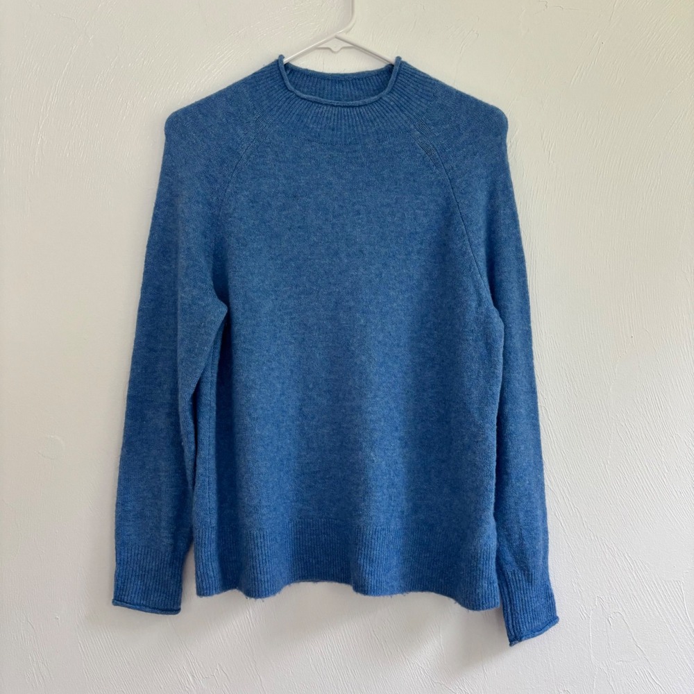 J Crew Women's Rollneck Sweater Supersoft Yarn XS Wool Alpaca Blend Blue Cozy